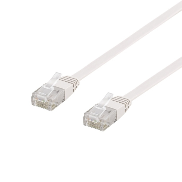 DELTACO U/UTP Cat6 patch cable, flat, 0,3m, Delta-cert, LSZH, white i gruppen COMPUTERTILBEHØR / Kabler og adaptere / Netværkskabler / Cat6 hos TP E-commerce Nordic AB (38-53597)