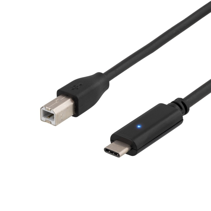 DELTACO USB 2.0 cable, Type C M - Type B M, 1m, black i gruppen SMARTPHONES & TABLETS / Opladere og kabler / Kabler / Kabler Type C hos TP E-commerce Nordic AB (38-53653)
