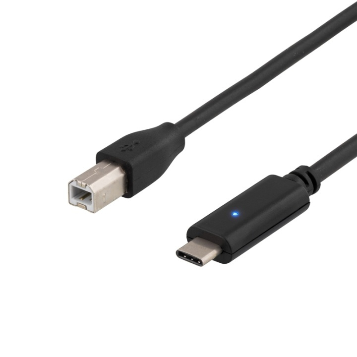 DELTACO USB 2.0 cable, Type C M - Type B M, 1m, black i gruppen COMPUTERTILBEHØR / Kabler og adaptere / USB / Mini-USB / Kabler hos TP E-commerce Nordic AB (38-53653)