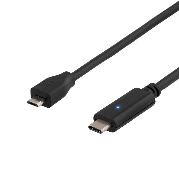 DELTACO USB 2.0 cable, Type C M - Type MIcro B M, 0.5m, black i gruppen COMPUTERTILBEHØR / Kabler og adaptere / USB / Micro-USB / Kabler hos TP E-commerce Nordic AB (38-53662)