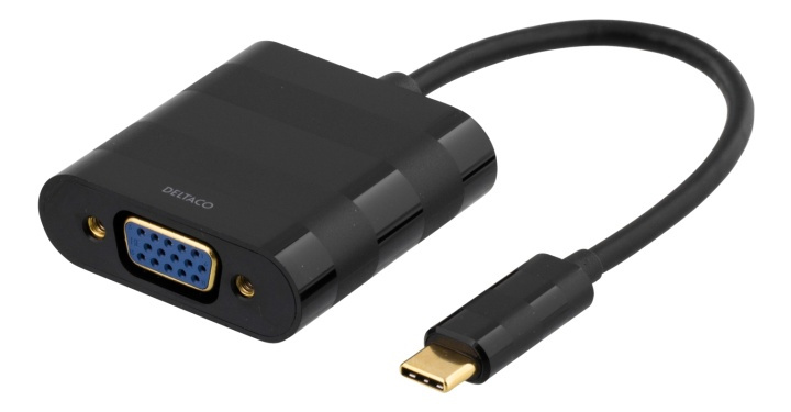 DELTACO USB 3.1 to VGA adapter, Type C ma - VGA fe, 1080p, bag, black i gruppen COMPUTERTILBEHØR / Kabler og adaptere / VGA / Adaptere hos TP E-commerce Nordic AB (38-53722)