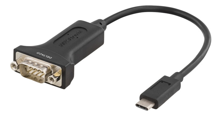 DELTACO USB-C to COM port adapter, RS-232, 1xDE9 Male, 0,2m, black i gruppen COMPUTERTILBEHØR / Kabler og adaptere / Øvrige computer kabler hos TP E-commerce Nordic AB (38-53724)