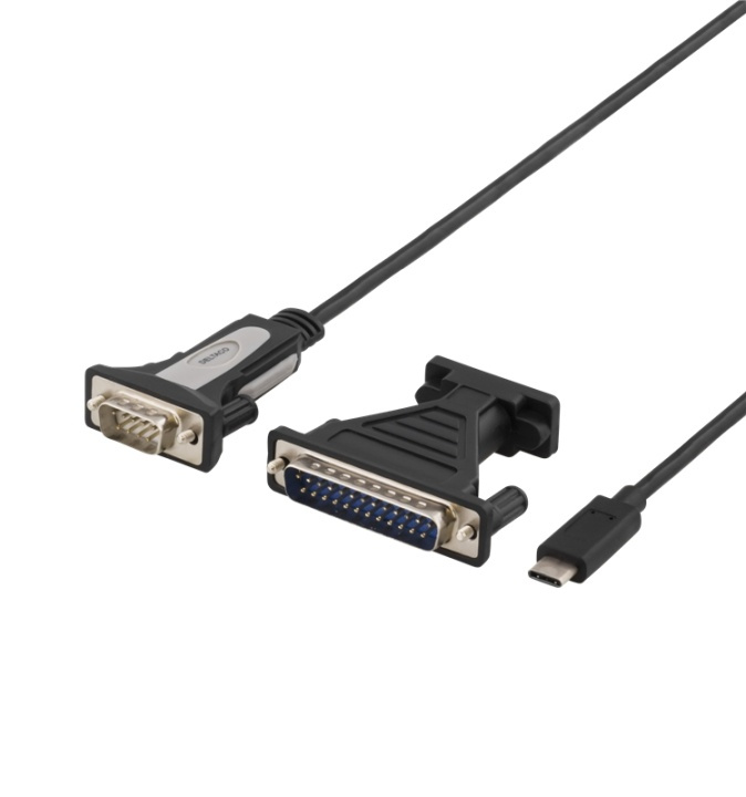 DELTACO USB-C to COM port cable, RS-232, 1xDE9 Male, 1,5m, black i gruppen COMPUTERTILBEHØR / Kabler og adaptere / Øvrige computer kabler hos TP E-commerce Nordic AB (38-53725)