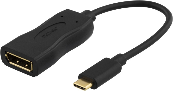 DELTACO USB 3.1 to DisplayPort adapter, USB type C - DP female , black i gruppen COMPUTERTILBEHØR / Kabler og adaptere / DisplayPort / Adaptere hos TP E-commerce Nordic AB (38-53770)