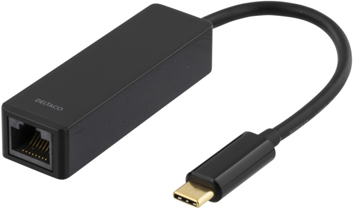 DELTACO, USB 3.1 netværksadapter, 1xRJ45, 1xUSB-C han, sort i gruppen COMPUTERTILBEHØR / Netværk / Netværkskort / USB hos TP E-commerce Nordic AB (38-53772)