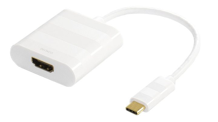 DELTACO, USB 3.1 til HDMI adapter, USB-C han - HDMI hun, hvid i gruppen HJEMMEELEKTRONIK / Kabler og adaptere / HDMI / Adaptere hos TP E-commerce Nordic AB (38-53776)