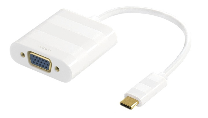 DELTACO, USB 3.1 til VGA adapter, USB-C han - VGA hun, hvid i gruppen COMPUTERTILBEHØR / Kabler og adaptere / VGA / Adaptere hos TP E-commerce Nordic AB (38-53784)