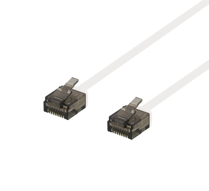 DELTACO U/UTP Cat6a patch cable, flat, 0.3m, 1mm thick, white i gruppen COMPUTERTILBEHØR / Kabler og adaptere / Netværkskabler / Cat6 hos TP E-commerce Nordic AB (38-53792)