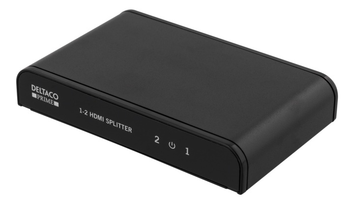 DELTACO PRIME HDMI splitter, 1 in, 2 out, HDMI 2.0, 4K, UHD, 3D, black i gruppen COMPUTERTILBEHØR / Kabler og adaptere / HDMI / VGA / DVI switche hos TP E-commerce Nordic AB (38-53926)