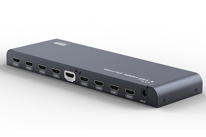 HDMI splitter, 1 source to 8 displays, support 4K in 60Hz, black i gruppen COMPUTERTILBEHØR / Kabler og adaptere / HDMI / VGA / DVI switche hos TP E-commerce Nordic AB (38-53928)