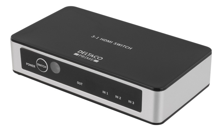DELTACO PRIME Premium 3 Port HDMI Switch with IR Wireless Remote i gruppen COMPUTERTILBEHØR / Kabler og adaptere / HDMI / VGA / DVI switche hos TP E-commerce Nordic AB (38-53940)