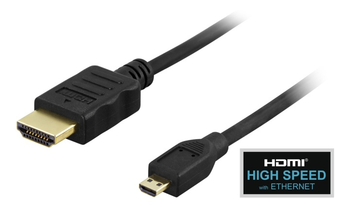 DELTACO HDMI A - Micro kabel, HDMI High Speed with Ethernet, 1m, black i gruppen HJEMMEELEKTRONIK / Kabler og adaptere / HDMI / Kabler hos TP E-commerce Nordic AB (38-5448)