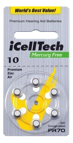 iCellTech 10 PR70 Zinc-Air batteries, Mercury free 6p i gruppen HJEMMEELEKTRONIK / Batterier og opladere / Batterier / Batterier til høreapparater hos TP E-commerce Nordic AB (38-54523)