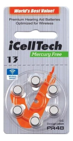 iCellTech 13 PR48 Zinc-Air, Mercury free, 1.1V, 6-pack i gruppen HJEMMEELEKTRONIK / Batterier og opladere / Batterier / Batterier til høreapparater hos TP E-commerce Nordic AB (38-54524)