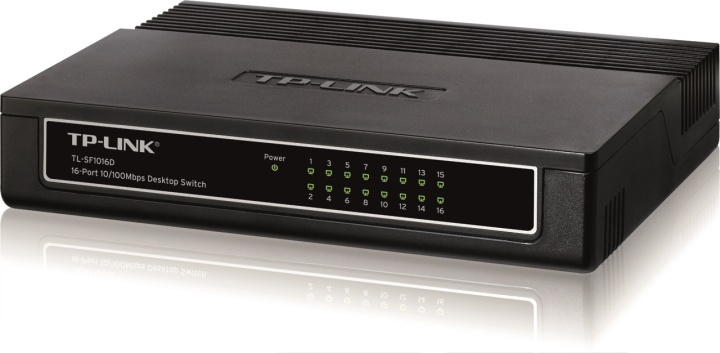 TP-LINK netværksswitch, 16-ports, 10/100 Mbps, RJ45, Auto MDI/MDIX, b i gruppen COMPUTERTILBEHØR / Netværk / Switches hos TP E-commerce Nordic AB (38-55806)