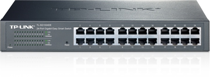 TP-LINK, netværksswitch, 24-ports 10/100/1000Mbps, RJ45, sort i gruppen COMPUTERTILBEHØR / Netværk / Switches hos TP E-commerce Nordic AB (38-55810)