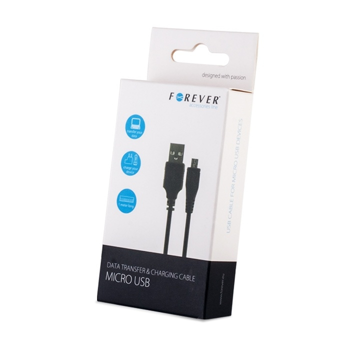 Forever microUSB kabel, 3 meter, svart i gruppen COMPUTERTILBEHØR / Kabler og adaptere / USB / Micro-USB / Kabler hos TP E-commerce Nordic AB (38-56694)