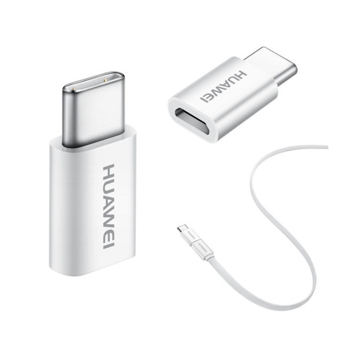 Huawei microUSB til USB-C-adapter, hvid/sølv i gruppen SMARTPHONES & TABLETS / Opladere og kabler / Adaptere hos TP E-commerce Nordic AB (38-56711)