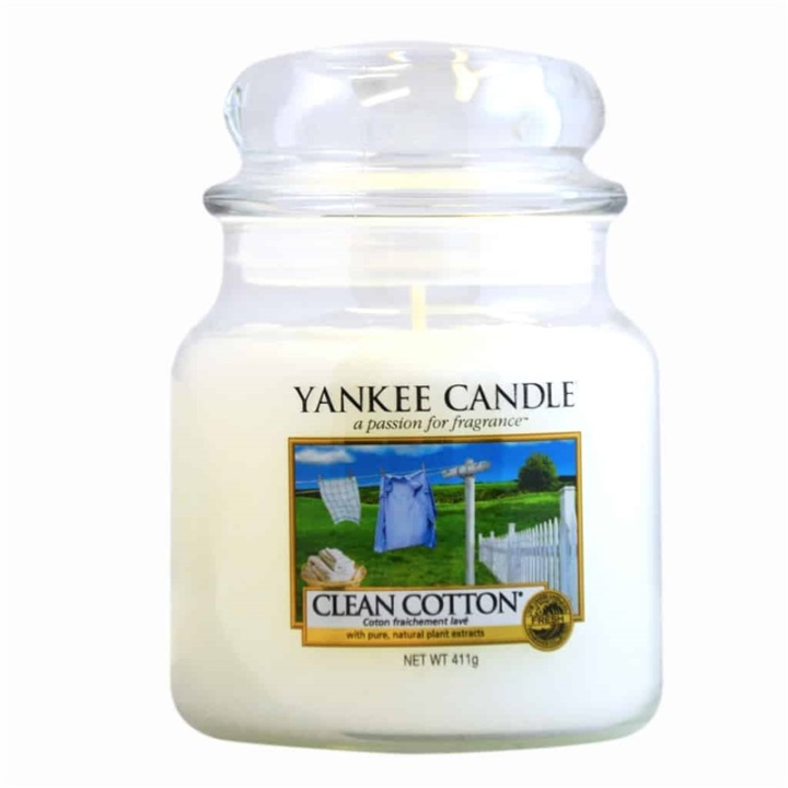 Yankee Candle Classic Medium Jar Clean Cotton Candle 411g i gruppen SKØNHED & HELSE / Duft & Parfume / Øvrig duft / Duftlys hos TP E-commerce Nordic AB (38-59239)