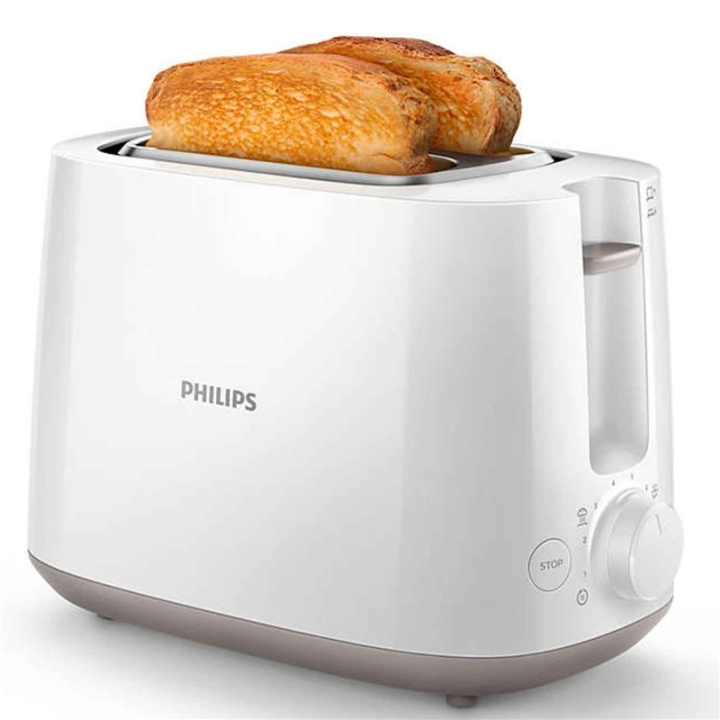 Philips Brödrost HD2581, Vit, 2 Skivor (HD2581/00) i gruppen HJEM, HUS & HAVE / Husholdningsapparater / Brødristere & Sandwich Makers / Brødristere hos TP E-commerce Nordic AB (38-60766)