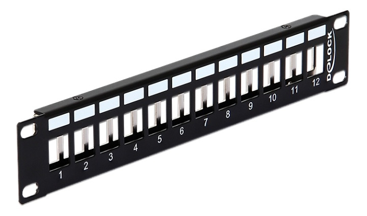 Delock 10″ Keystone Patch Panel 12 Port metal black i gruppen COMPUTERTILBEHØR / Computer Tilbehør / Andet hos TP E-commerce Nordic AB (38-61412)