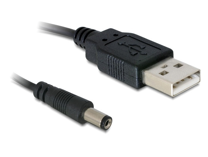 DeLock 82197 Cable USB Power to DC 5.5 x 2.1 mm Male 1.0m, black i gruppen COMPUTERTILBEHØR / Bærbare computere og tilbehør / Andet hos TP E-commerce Nordic AB (38-61421)