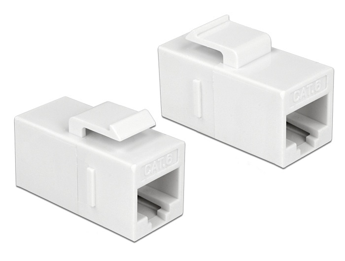 DeLock 86379 Keystone Module RJ45 jack to RJ45 jack Cat.6 UTP white i gruppen COMPUTERTILBEHØR / Kabler og adaptere / Netværkskabler / Adaptere og samlemuffer hos TP E-commerce Nordic AB (38-61423)