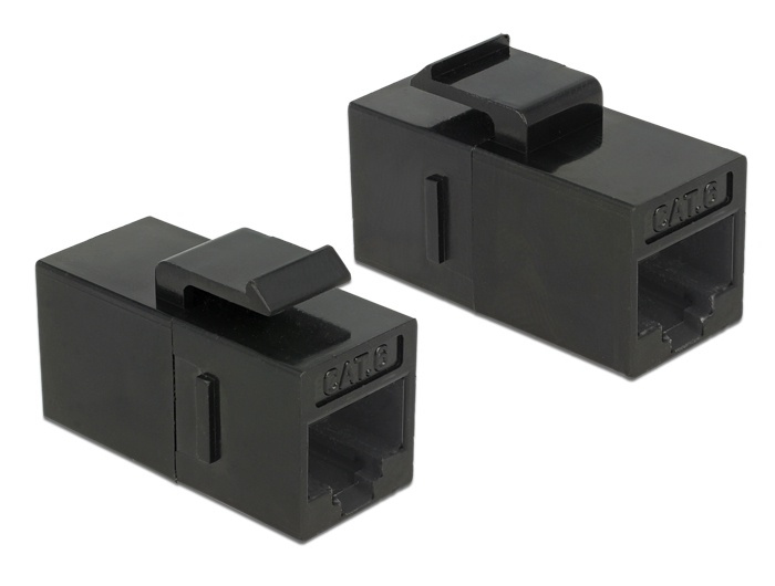 DeLock 86381 Keystone Module RJ45 jack to RJ45 jack Cat.6 UTP black i gruppen COMPUTERTILBEHØR / Kabler og adaptere / Netværkskabler / Adaptere og samlemuffer hos TP E-commerce Nordic AB (38-61424)