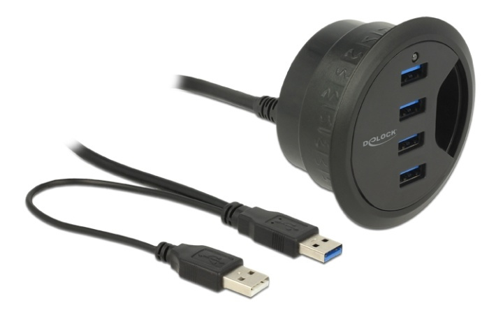  Delock In-Desk Hub 4 Port USB 3.0 i gruppen COMPUTERTILBEHØR / Computer Tilbehør / USB-hubs hos TP E-commerce Nordic AB (38-61464)