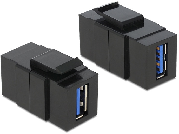 DeLOCK Keystone modul, USB 3.0 Type A hun - USB 3.0 Type A hun, sort i gruppen COMPUTERTILBEHØR / Kabler og adaptere / Netværkskabler / Adaptere og samlemuffer hos TP E-commerce Nordic AB (38-61469)