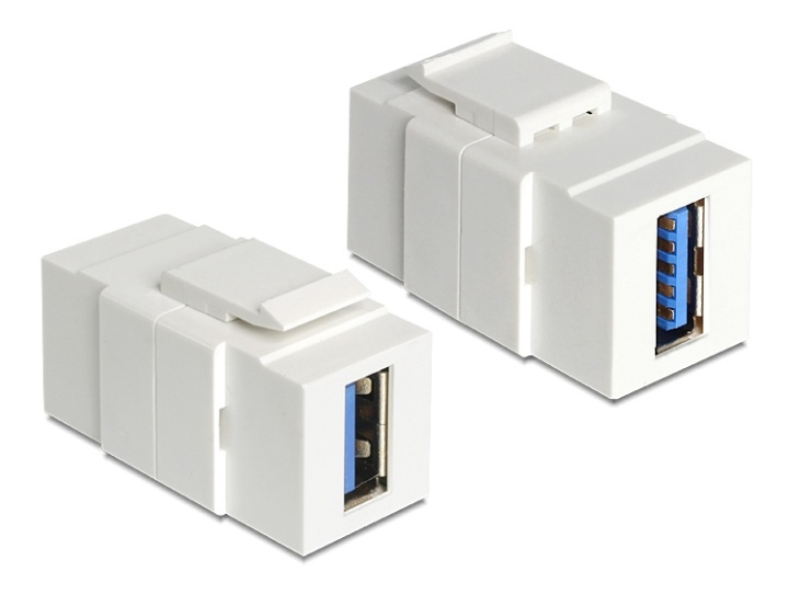 DeLOCK Keystone module, USB 3.0 A fe - fe, 19.2x14.9mm, white i gruppen COMPUTERTILBEHØR / Kabler og adaptere / Netværkskabler / Adaptere og samlemuffer hos TP E-commerce Nordic AB (38-61472)