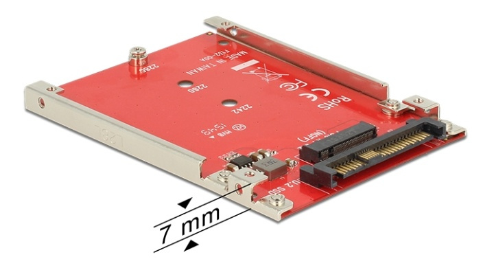 DeLOCK M.2-konverter, M.2 B B+M - U.2 SFF-8639, 7 mm højde i gruppen COMPUTERTILBEHØR / Computerkomponenter / Harddiske / Adaptere og tilbehør hos TP E-commerce Nordic AB (38-61479)