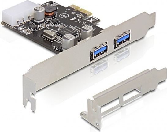 DeLOCK PCI-Express x1 kort, USB 3.0, 2xType A porte (2 eksterne), mole i gruppen COMPUTERTILBEHØR / Netværk / Netværkskort / PCI Express hos TP E-commerce Nordic AB (38-61492)