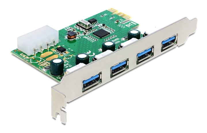 DeLOCK PCI-Express x1 card, USB 3.0, 4xType A ports i gruppen COMPUTERTILBEHØR / Netværk / Netværkskort / PCI Express hos TP E-commerce Nordic AB (38-61502)