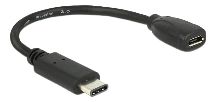 DeLOCK USB-C ha - Micro-B ho adapter, USB 2.0, 56 kΩ resistor, black i gruppen COMPUTERTILBEHØR / Kabler og adaptere / USB / Micro-USB / Adaptere hos TP E-commerce Nordic AB (38-61530)