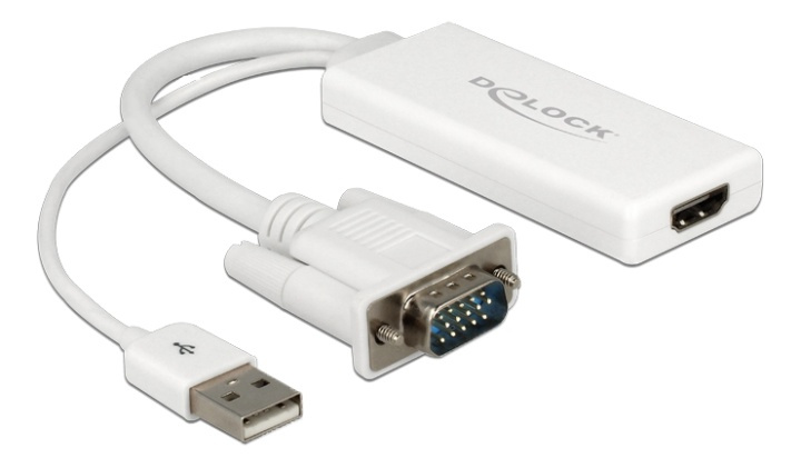 Delock VGA to HDMI Adapter with Audio white i gruppen COMPUTERTILBEHØR / Kabler og adaptere / VGA / Adaptere hos TP E-commerce Nordic AB (38-61534)