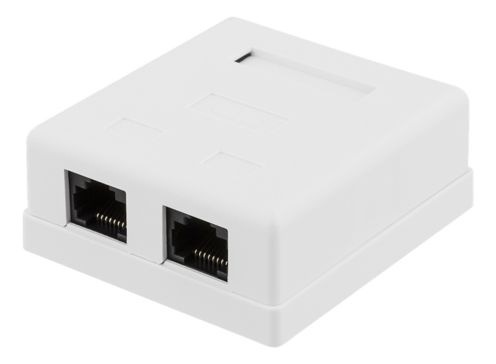 DELTACO unshielded network socket, Surface UTP 2xRJ45, Cat6, white i gruppen COMPUTERTILBEHØR / Kabler og adaptere / Netværkskabler / Vægudtag hos TP E-commerce Nordic AB (38-61627)