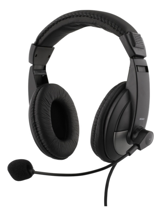 DELTACO Headset, 40mm element, 1x4-pin 3.5mm connector, black i gruppen COMPUTERTILBEHØR / Computer Tilbehør / Headset hos TP E-commerce Nordic AB (38-61628)