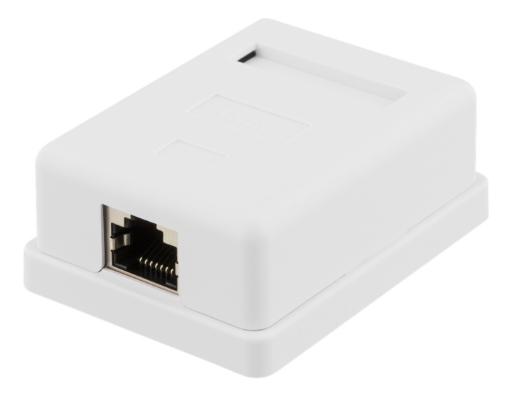 DELTACO shielded network socket, Surface FTP 1xRJ45, Cat6, white i gruppen COMPUTERTILBEHØR / Kabler og adaptere / Netværkskabler / Vægudtag hos TP E-commerce Nordic AB (38-61654)