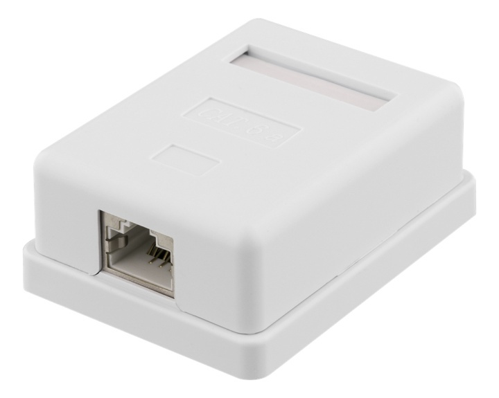 DELTACO shielding network wall socket, Surface FTP 1xRJ45, Cat6A,white i gruppen COMPUTERTILBEHØR / Kabler og adaptere / Netværkskabler / Vægudtag hos TP E-commerce Nordic AB (38-61655)