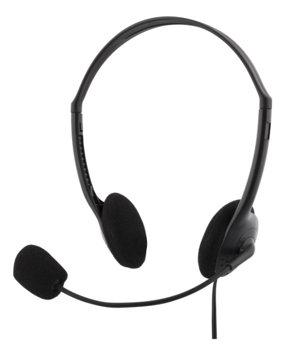 DELTACO stereo headset, 30 mm element, 32 Ohm, 1 x 3,5 mm (4-polet) 2m i gruppen COMPUTERTILBEHØR / Computer Tilbehør / Headset hos TP E-commerce Nordic AB (38-61659)