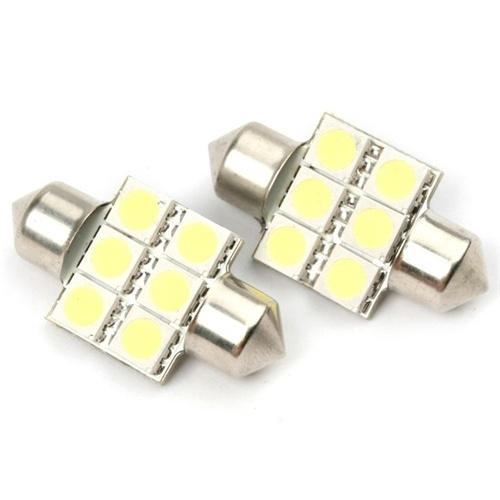 LED-spolelys, sokkel C5W, 6-LED 33mm (2-pak) i gruppen BIL / Bil belysning / Nummerplade lys hos TP E-commerce Nordic AB (38-6166)