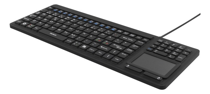 DELTACO rubberized keyboard with touchpad, IP68, 104 keys, black i gruppen COMPUTERTILBEHØR / Mus og tastatur / Tastatur / Med ledning hos TP E-commerce Nordic AB (38-61660)