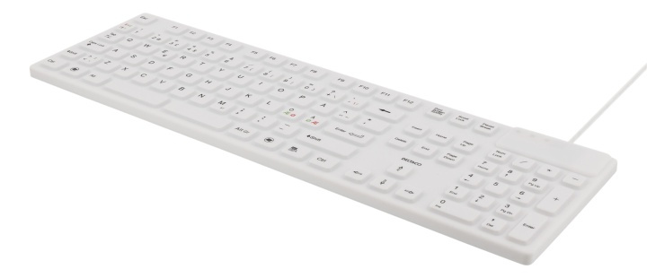 DELTACO rubberized keyboard, silicone, IP68, full size, 105 keys, whit i gruppen COMPUTERTILBEHØR / Mus og tastatur / Tastatur / Ledningsfri hos TP E-commerce Nordic AB (38-61661)