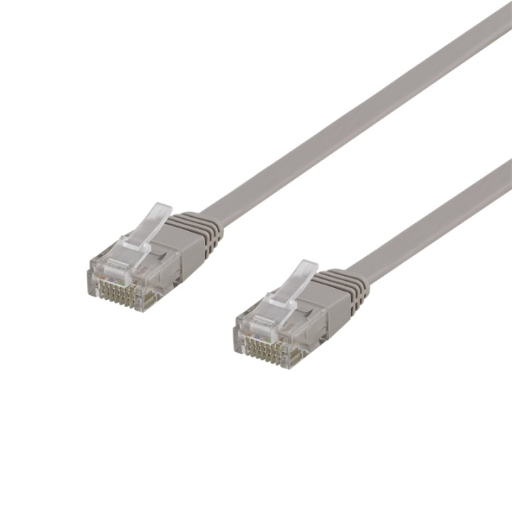 DELTACO U/UTP Cat6 patch cable, flat, 0,3m, Delta-cert, LSZH, gray i gruppen COMPUTERTILBEHØR / Kabler og adaptere / Netværkskabler / Cat6 hos TP E-commerce Nordic AB (38-61696)