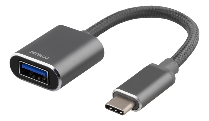 DELTACO USB-C 3.1 to USB-A OTG adapter, aluminium, retail box, gray i gruppen COMPUTERTILBEHØR / Kabler og adaptere / USB / USB-C hos TP E-commerce Nordic AB (38-61780)