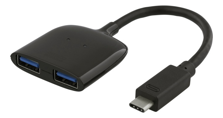 DELTACO USB-C mini hubb, 2x USB-A-portar 3.1, 5Gbps, 0,9A, svart i gruppen COMPUTERTILBEHØR / Computer Tilbehør / USB-hubs hos TP E-commerce Nordic AB (38-61797)