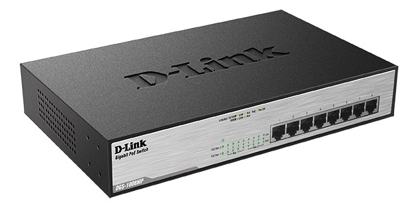 D-LINK PoE network switch, 8-ports, 10/100/1000Mbps, metal, gray i gruppen COMPUTERTILBEHØR / Netværk / Switches hos TP E-commerce Nordic AB (38-61982)