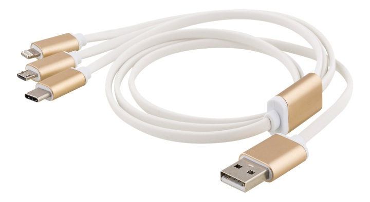EPZI Multi-Charger, USB-C, Lightning, Micro USB, USB-A, 1m, white i gruppen SMARTPHONES & TABLETS / Opladere og kabler / Kabler / Kabler microUSB hos TP E-commerce Nordic AB (38-62006)