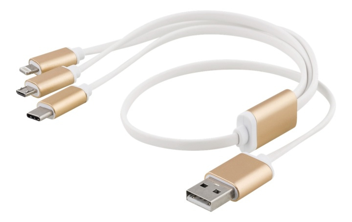 EPZI Multi-Charger, USB-C, Lightning, Micro USB, USB-A, 50cm, white i gruppen SMARTPHONES & TABLETS / Opladere og kabler / Kabler / Kabler microUSB hos TP E-commerce Nordic AB (38-62007)